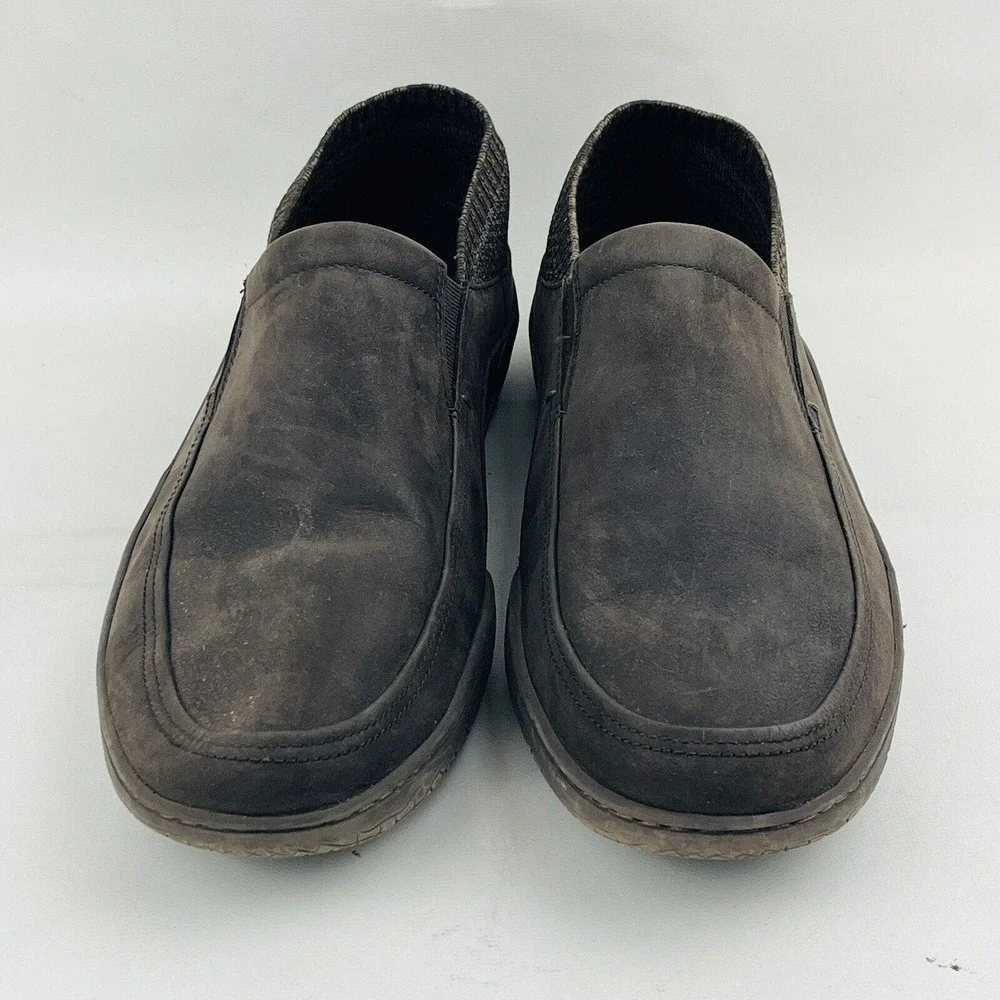 Mens 10.5M Cole Haan MotoGrand Traveler Moc Slip On Shoe Dark Roast Nubuck Brown